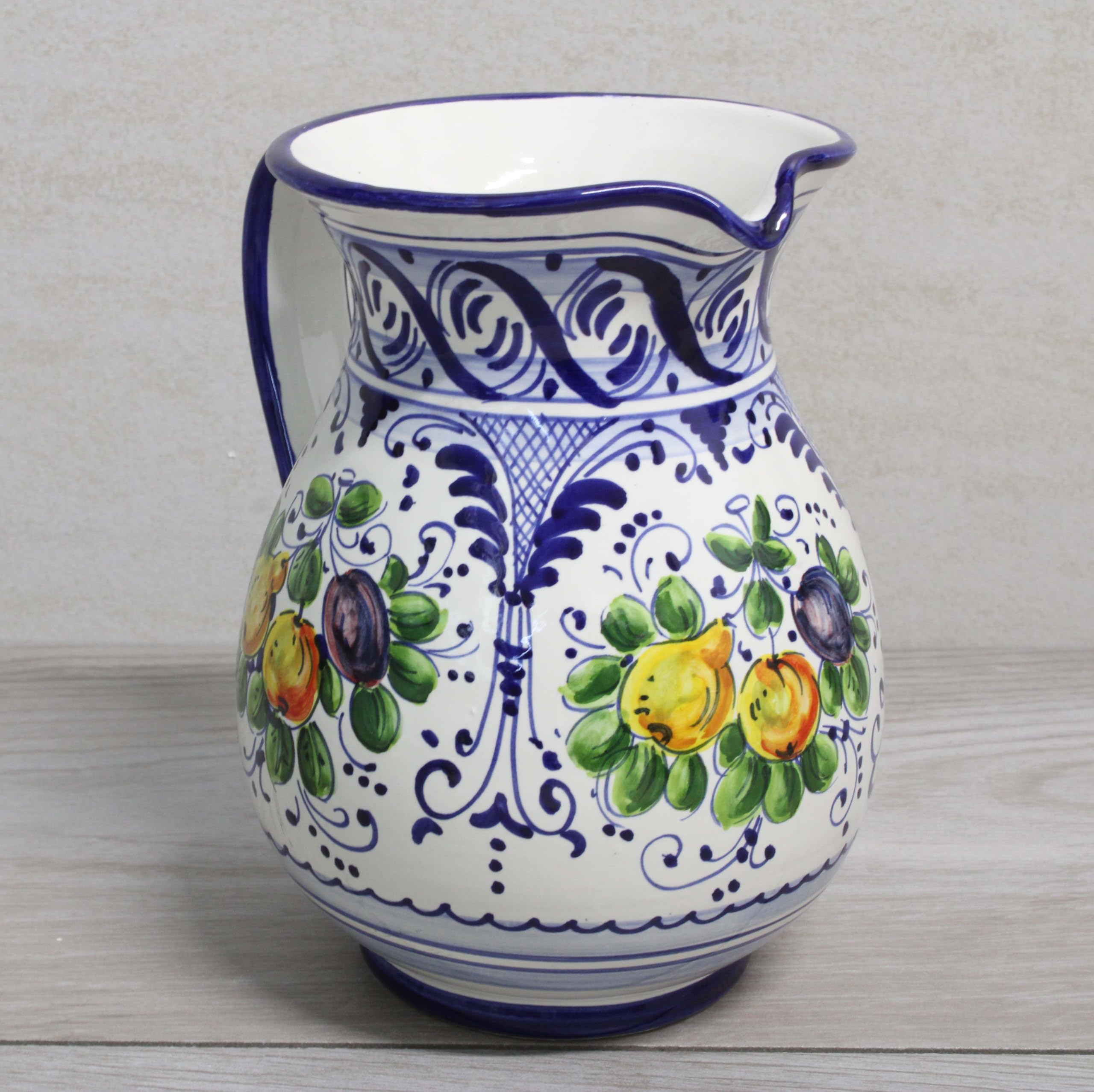 Brocca in Ceramica Decorata a Mano per Vino e Acqua