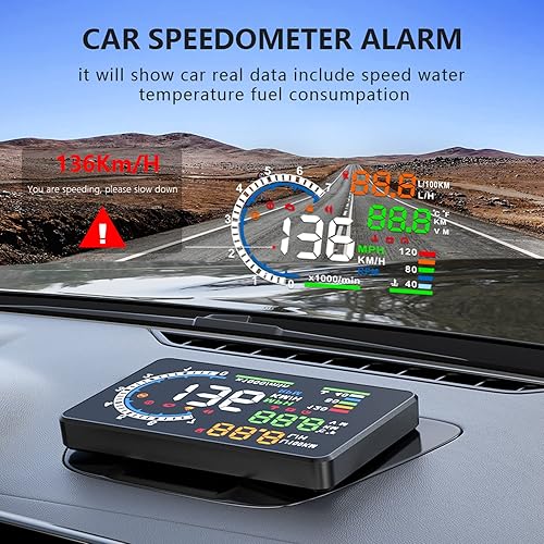 Miniatura 2 de Pantalla frontal para automóviles, velocímetro digital para coche A8 con función OBD, pantalla grande de 5.5 pulgadas, velocímetro HUD para todos