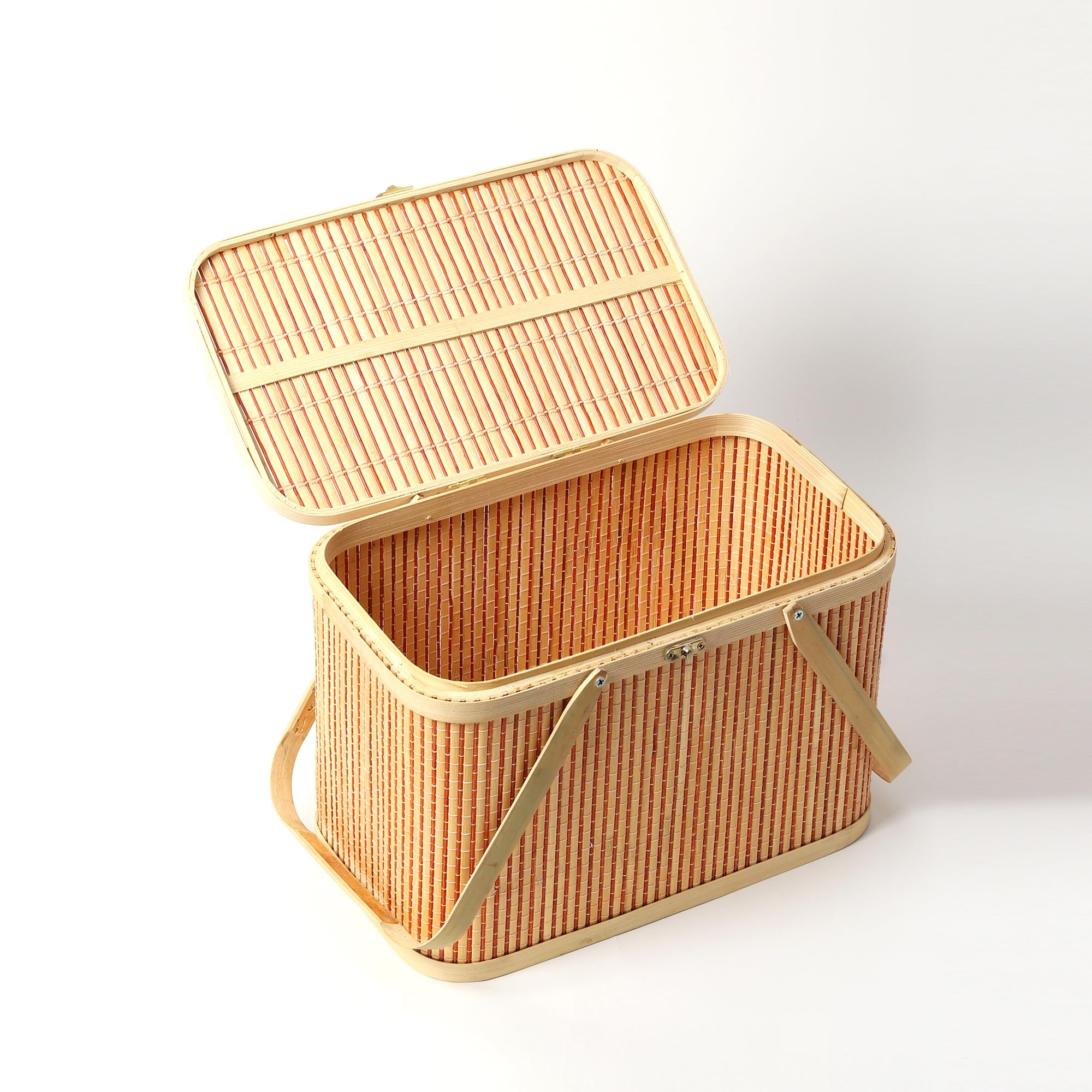 Handcrafted Bamboo Picnic Basket - Perfect for Outdoor Dining -4