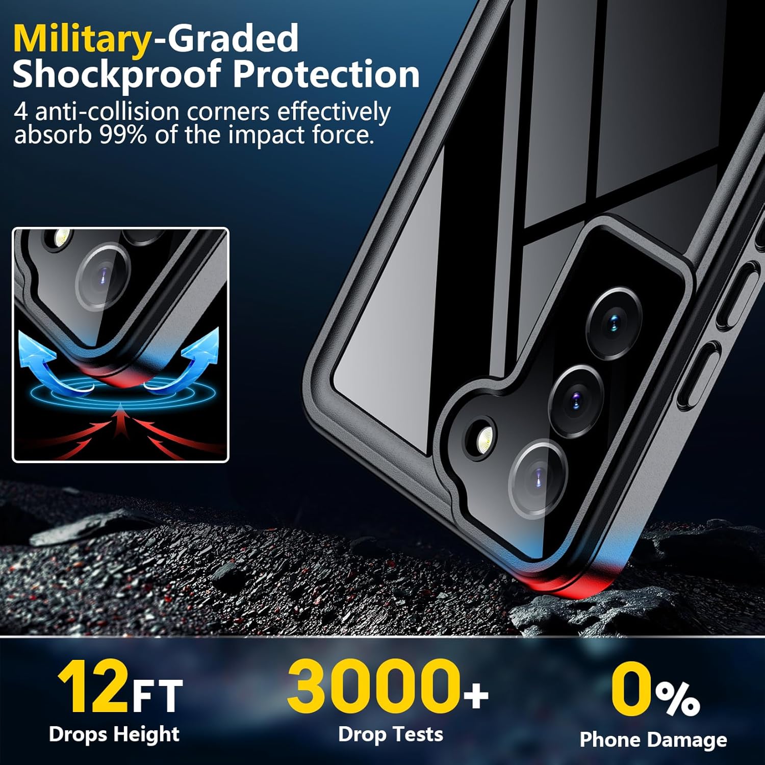 SPIDERCASE for Samsung Galaxy S22 Waterproof Case,[12FT Military-Grade Drop Protection] IP68 Water Resistance [Built-in Screen Protector] Full Body Sealed Protection Phone Case 6.1", Blue thumbnail