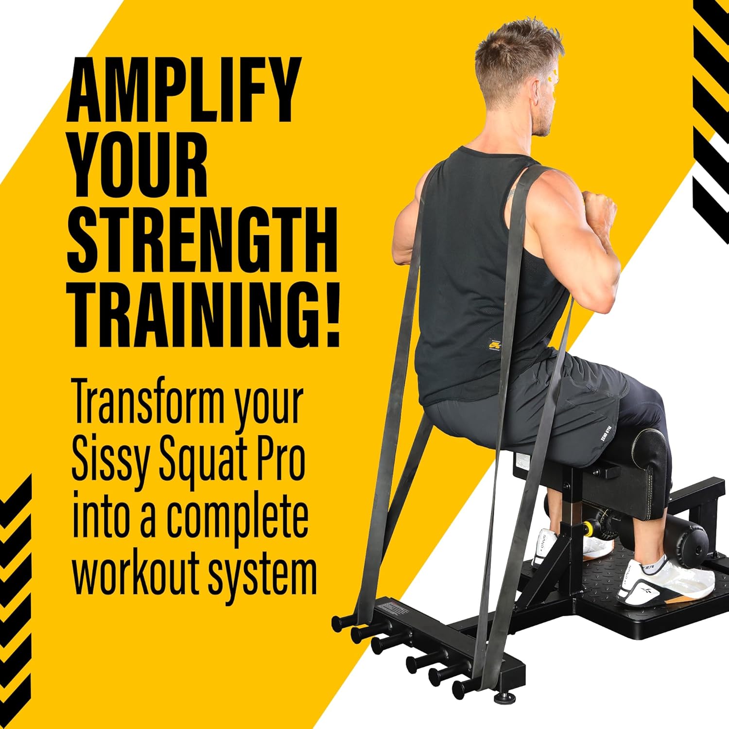 Powertec Sissy Squat Pro - 100% Quad Isolation - Great for Quadricep, Core Muscles - Compatible with Resistance Band Pegs - Home Gym Equipment