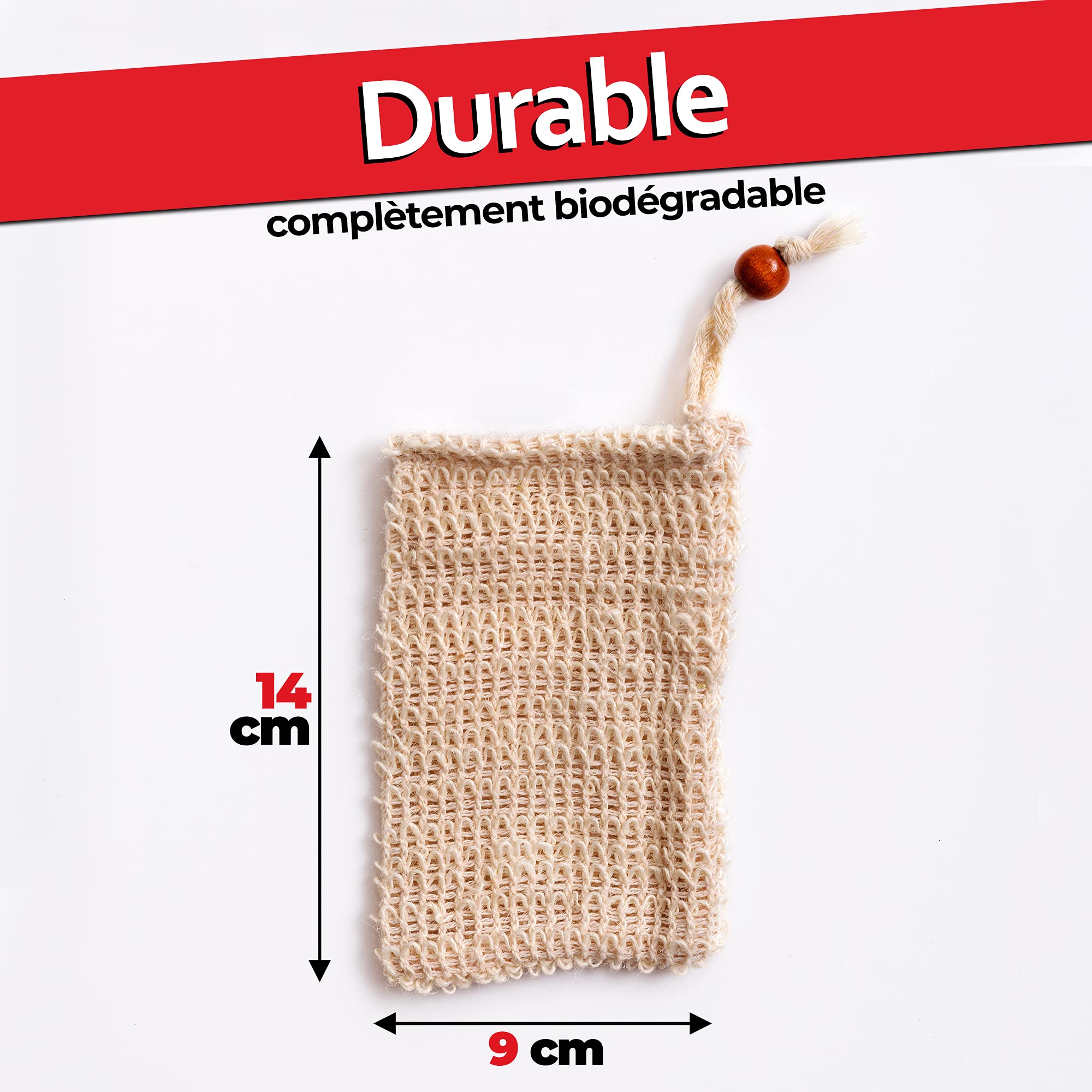 Natura Germania® Ensemble de 3 savons d'Alep originaux 60% huile d'olive / 40% huile de laurier, chacun d'environ 200 gr (environ 600 gr au total) + sac à savon en sisal | Savon naturel