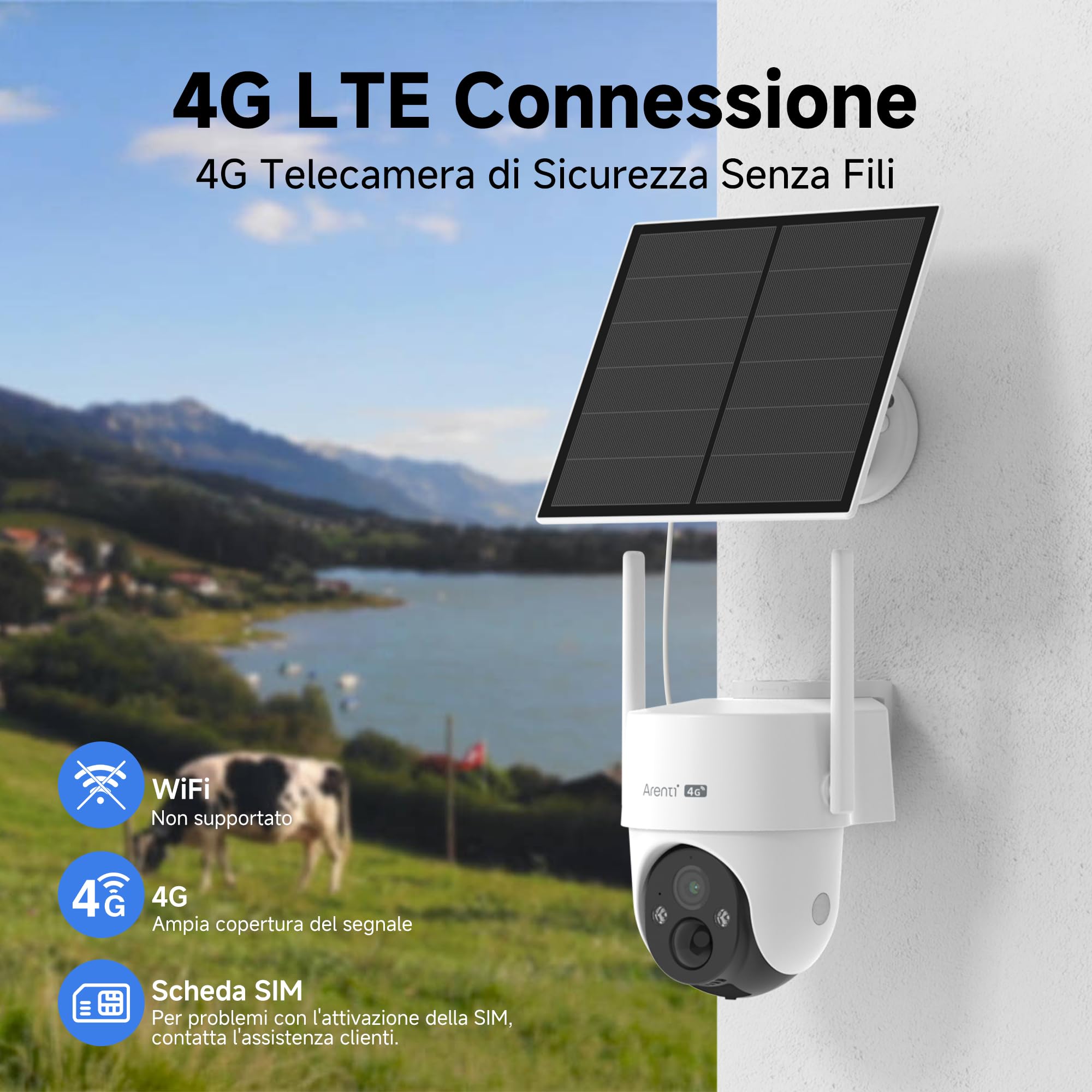 Telecamera Esterna 4G Senza WiFi - Pannello Solare Integrato, Visione Notturna A Colori | Sorveglianza 360° Con Batteria 10400mAh - Foto 13