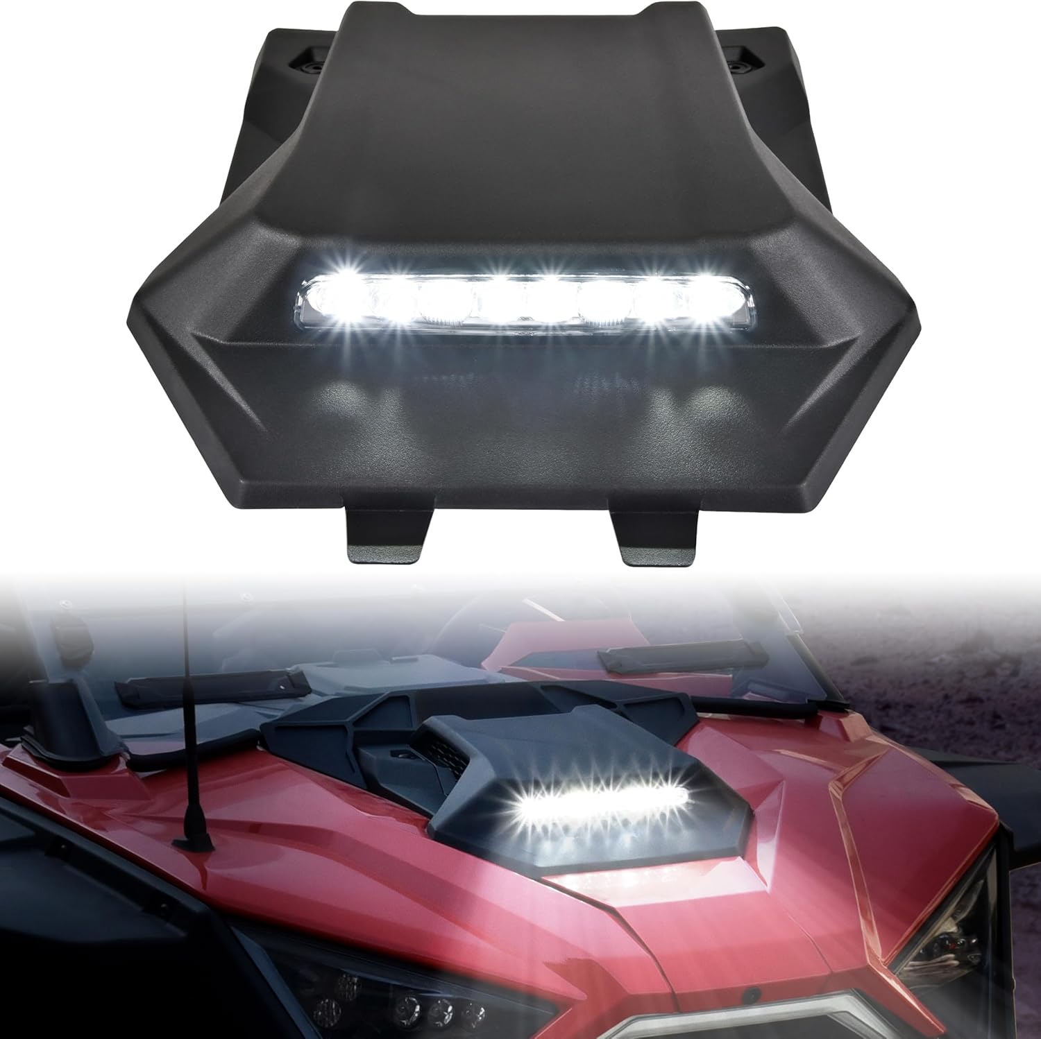 SAUTVS Sport Hood Scoop with LED Spotlight for Polaris RZR PRO XP/PRO R/Turbo R 2020-2024, Hood Scoop with LED Auxiliary Light Kit for Polaris RZR PRO XP/PRO R/Turbo R 2020-2024 Accessories