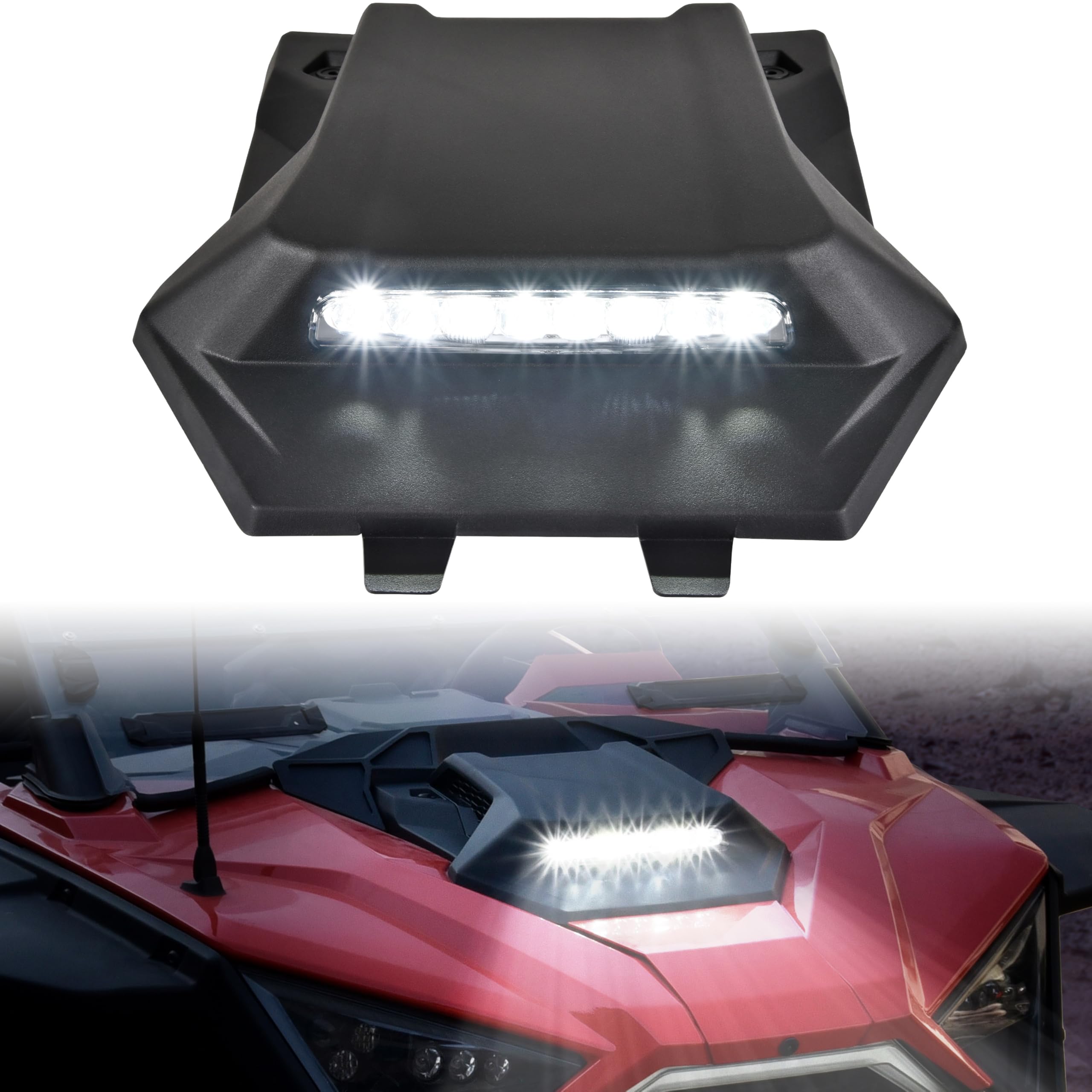 SAUTVS Sport Hood Scoop with LED Spotlight for Polaris RZR PRO XP/PRO R/Turbo R 2020-2024, Hood Scoop with LED Auxiliary Light Kit for Polaris RZR PRO XP/PRO R/Turbo R 2020-2024 Accessories