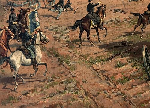Miniatura 7 de Rompecabezas de 1000 piezas Batalla de Gettysburg por Thure de Thulstrup, 1887. muestra al mayor general Winfield S. Hancock montando a lo largo
