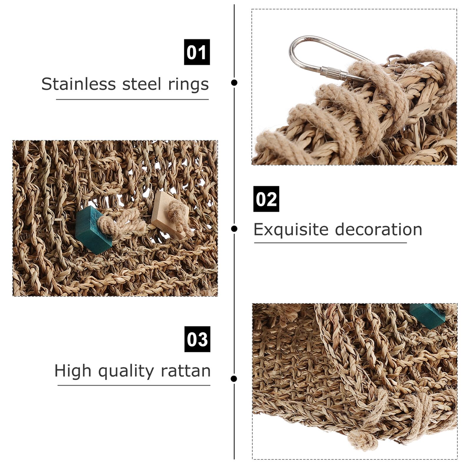 CLISPEED Rattan mit Hängendem Design für Papageien Vogelhängematte Vogelschlafplatz und Schneller Trocknung mit Zufälligem Zubehör als Gemütliches Nest Zufälliger Stil im Käfig