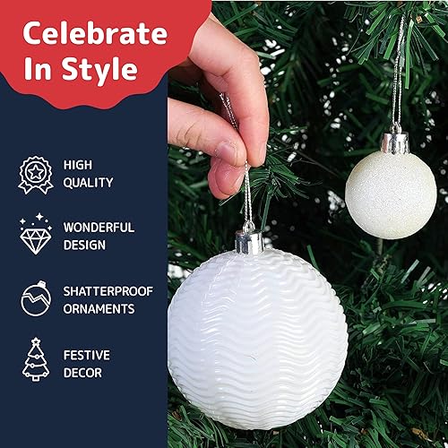 Miniatura 102 de PREXTEX - Adornos navideños inastillables de 36 piezas en azul medianoche: elegantes bolas de adorno navideño, juego ideal de adornos navideños Azul