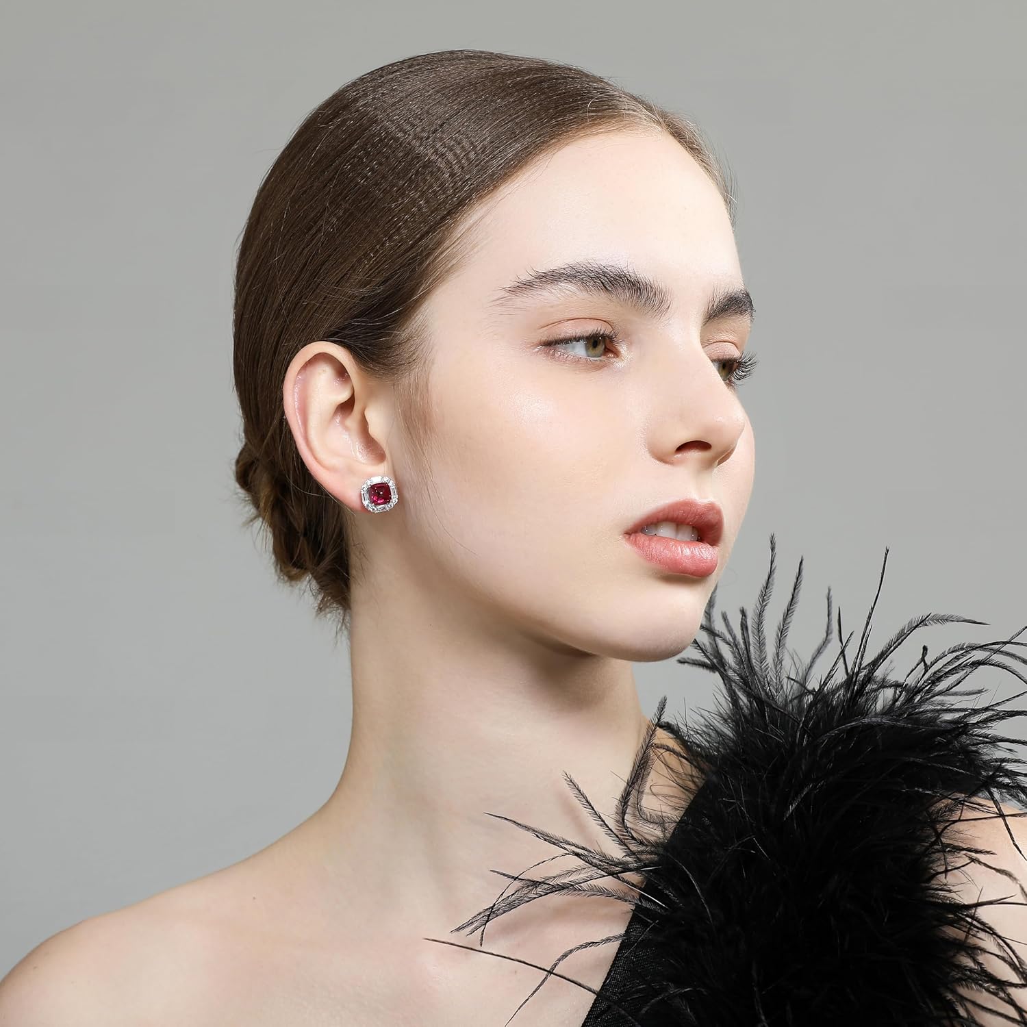 Lab Created Ruby/Sapphire/Emerald Stud Earrings - Hypoallergenic 18k White Gold Plated Halo Earrings, Sterling Silver Square Jewelry - Image 7