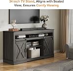 RoyalCraft TV Stand for 65+ Inch TV: Farmhouse Entertainment Center with Storage, Wood TV Console Cabinets with Sliding Barn Door, Tall Media with Adjustable Shelves for Living Rooms, Gray