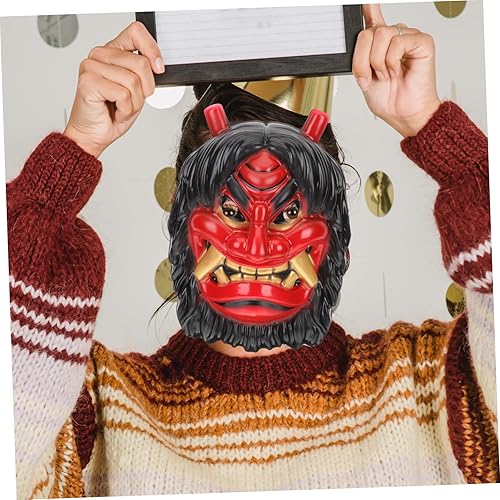 Miniatura 8 de BESTOYARD Máscara de fiesta para decoración de 2 piezas, máscara de silicona de demonio diablo, samurái japonés, disfraz de Halloween, accesorios de