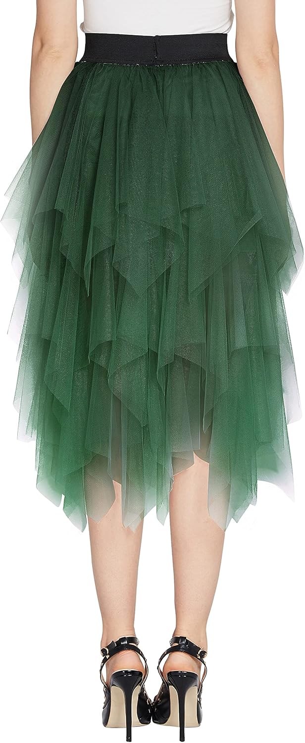 Urban CoCo Women's A-Line Mesh Tutu Skirt Fluffy Layered Tulle Midi Long Skirts with Elastic Waist - Image 6