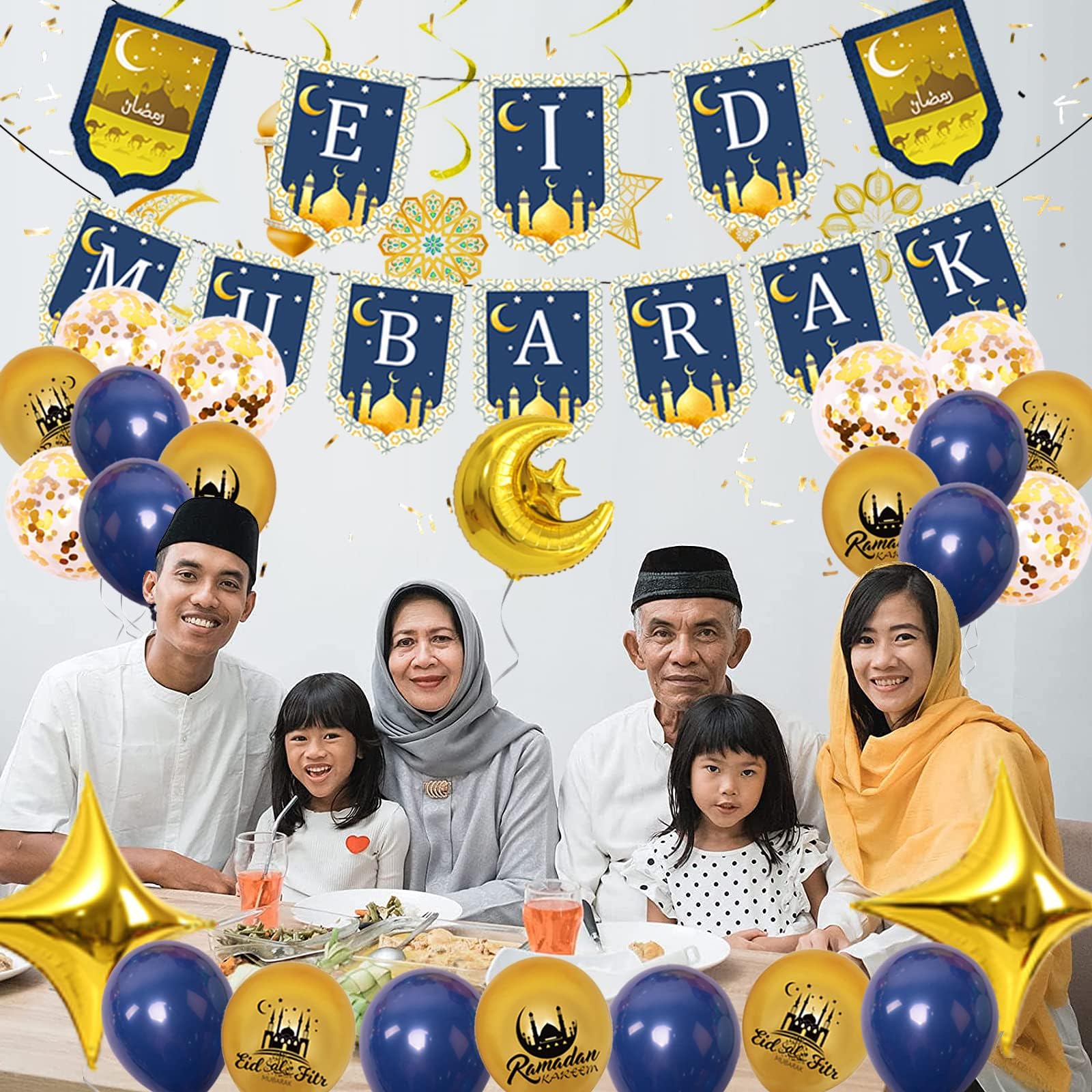 Folieballon Slinger - 'Eid Mubarak' Goud kopen