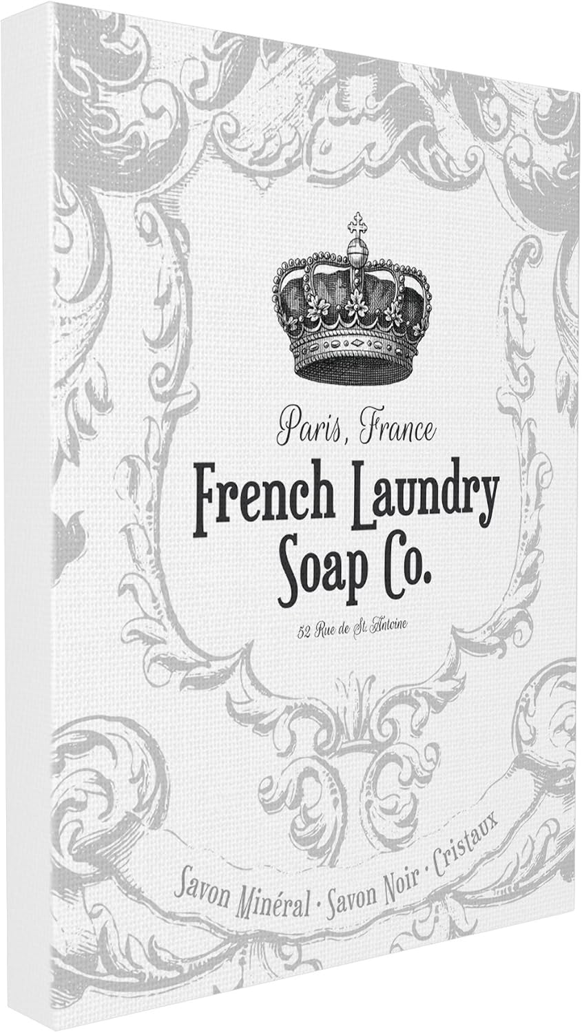 The Stupell Home Decor French Laundry Soap Co Crown Stretched Canvas Wall Art, 16 x 1.5 x 20, Proudly Made in USA