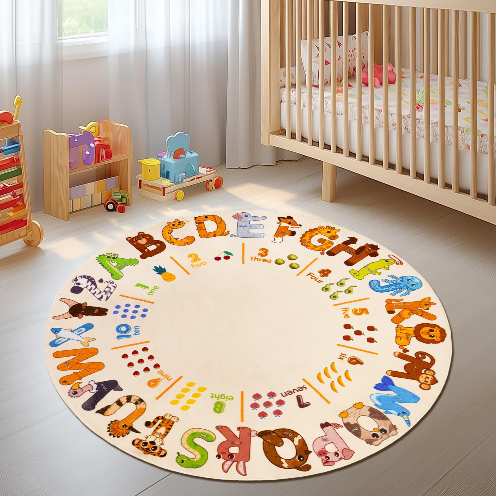 GthreeD Round Kids Play Rug Alphabet Animals - Image 2