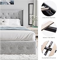 Vista 7 de SHA CERLIN Cama de almacenamiento elevable, tamaño Queen, cabecera capitonada con botones, almacenamiento hidráulico, marco de cama tapizado,