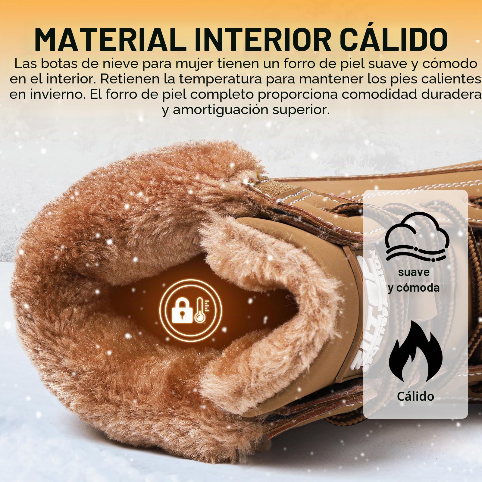 Mujer Botas Invierno Impermeables Botines de Nieve Senderismo Botas Calientes Fur Forro Boots Outdoor Antideslizantes Trekking Zapatos