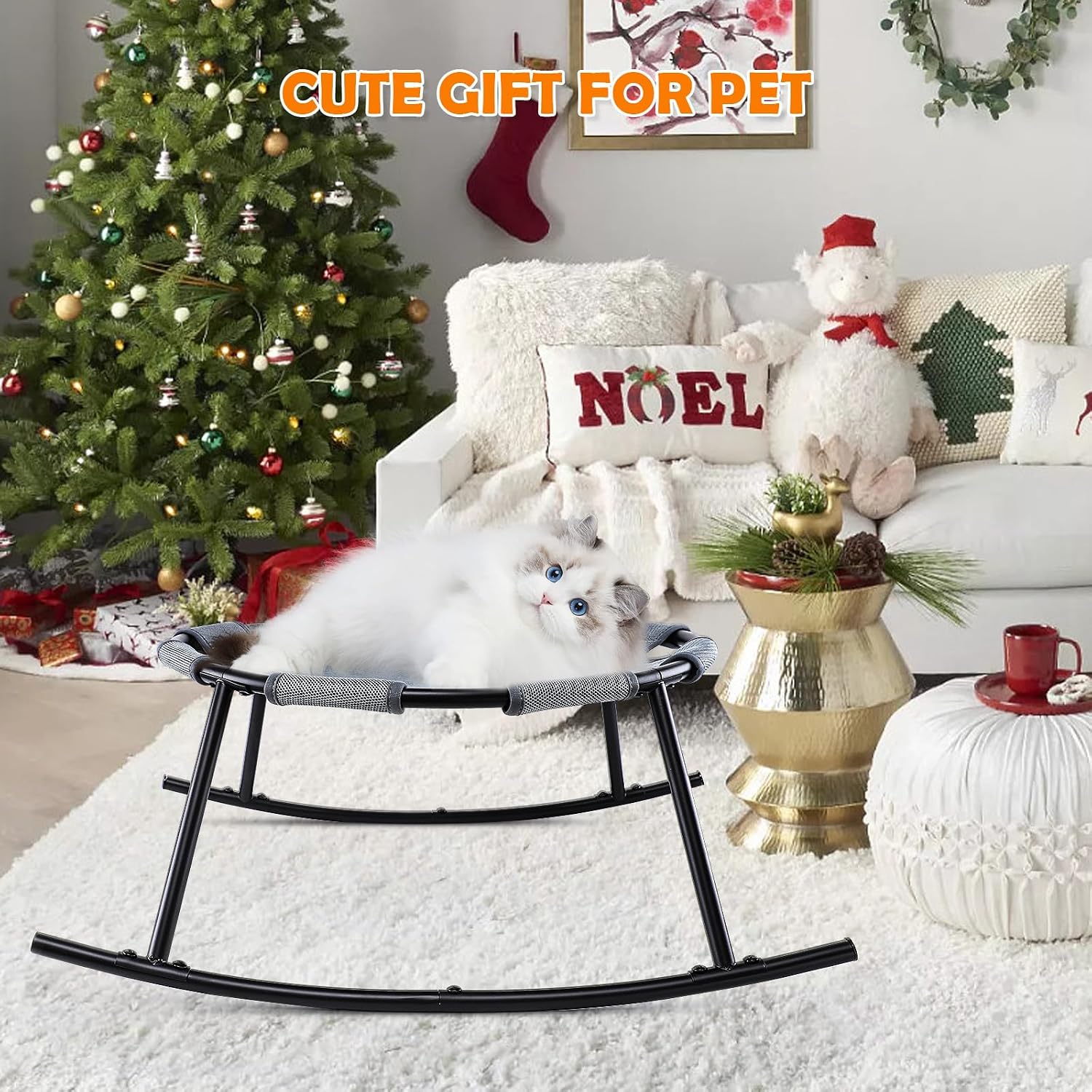 review Elevated Cat Dog Bed, Raised Indoor Pet Hammock, Anti-Scratch Mesh, Easy Assembly, Stable Structure, Year-Round Adaptable, Small (30lbs)
