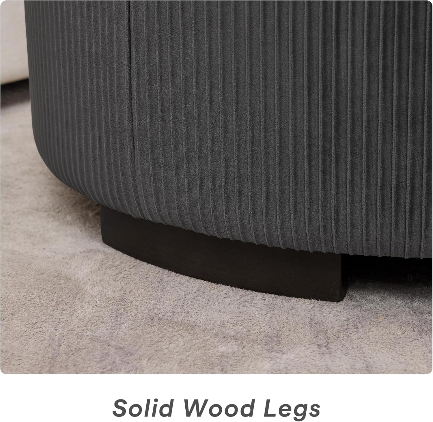 29.5 Inch Round Storage Ottoman Coffee Table,Modern Circle Coffee Table with Storage with Removable Lid Top and Solid Wood Legs,Large Round Ottoman for Bedroom,Living Room,Velvet,Grey