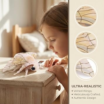 lilizzhoumax Simulation Silk Moth Plush Toy 40cm/16inch Realistic Stuffed Animal Cute Super Soft Insect Home Decoration Animal Toys Birthday Gift for Kids Boys Girls