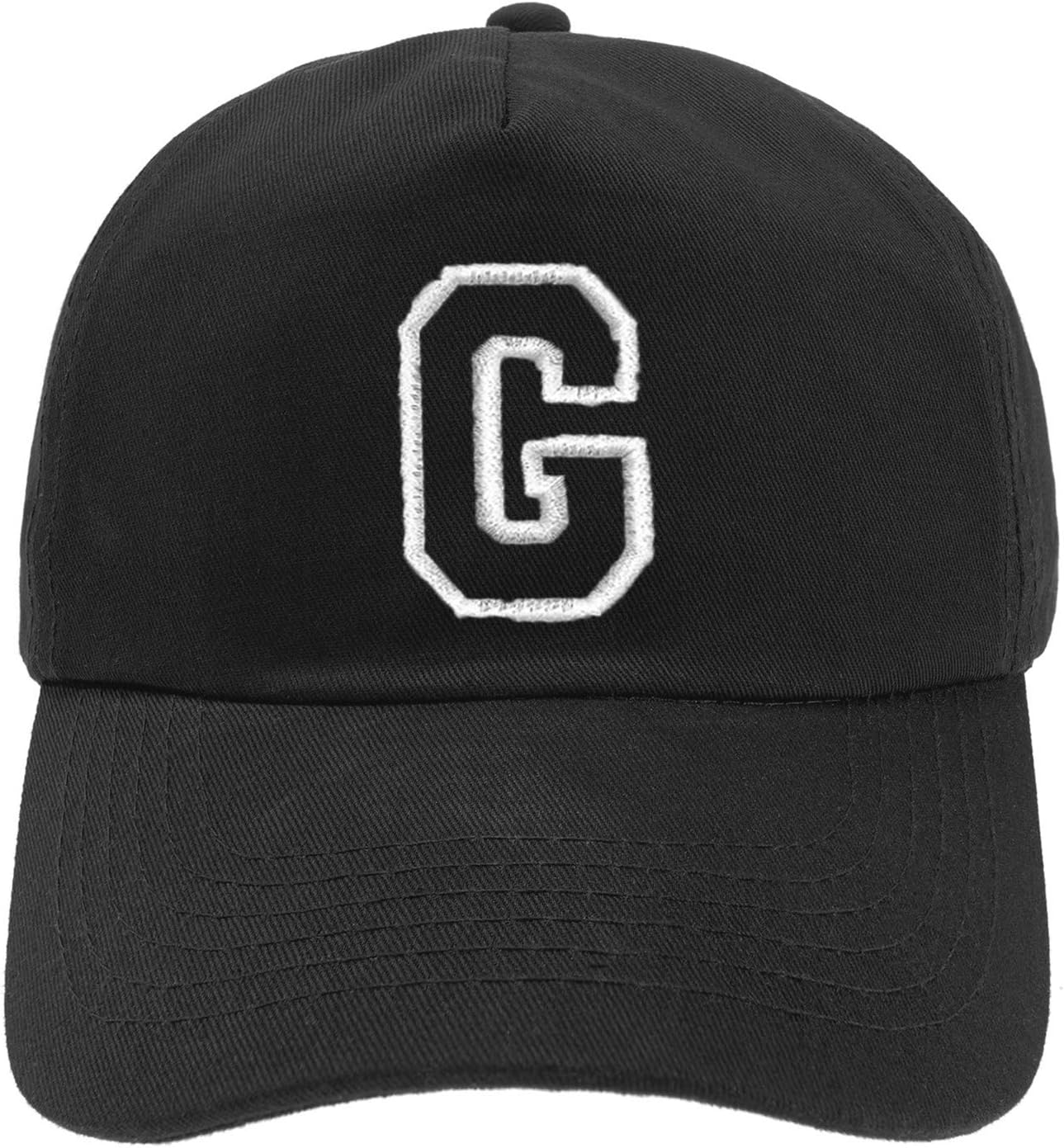 Berretto Da Baseball Bambini Unisex - Nero Con Lettera A-Z, 100% Cotone