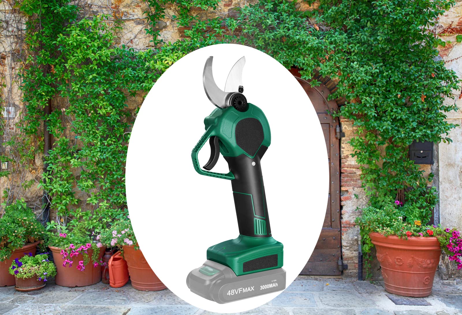 NAIZY Tijeras de podar eléctricas con batería, 2 unidades, batería recargable de 3000 mAh, tijeras de podar para árboles, máx. 40 mm de diámetro de corte, tijeras de corte portátiles para jardines,