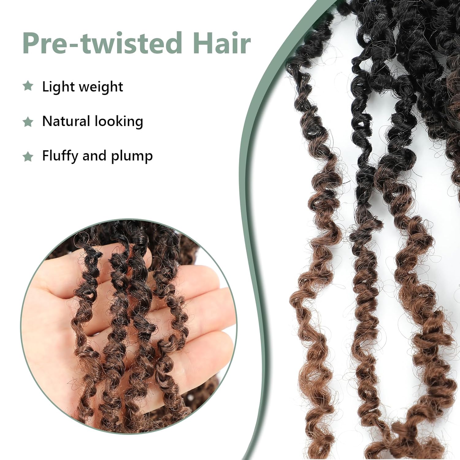 Yanky Twist Crochet Hair 16 Inch 8 Packs Crochet Yanky Twist Hair Spring Mini Twist Crochet Hair Extensions 1B/30 Bohemian Passion Twist Hair for Black Women