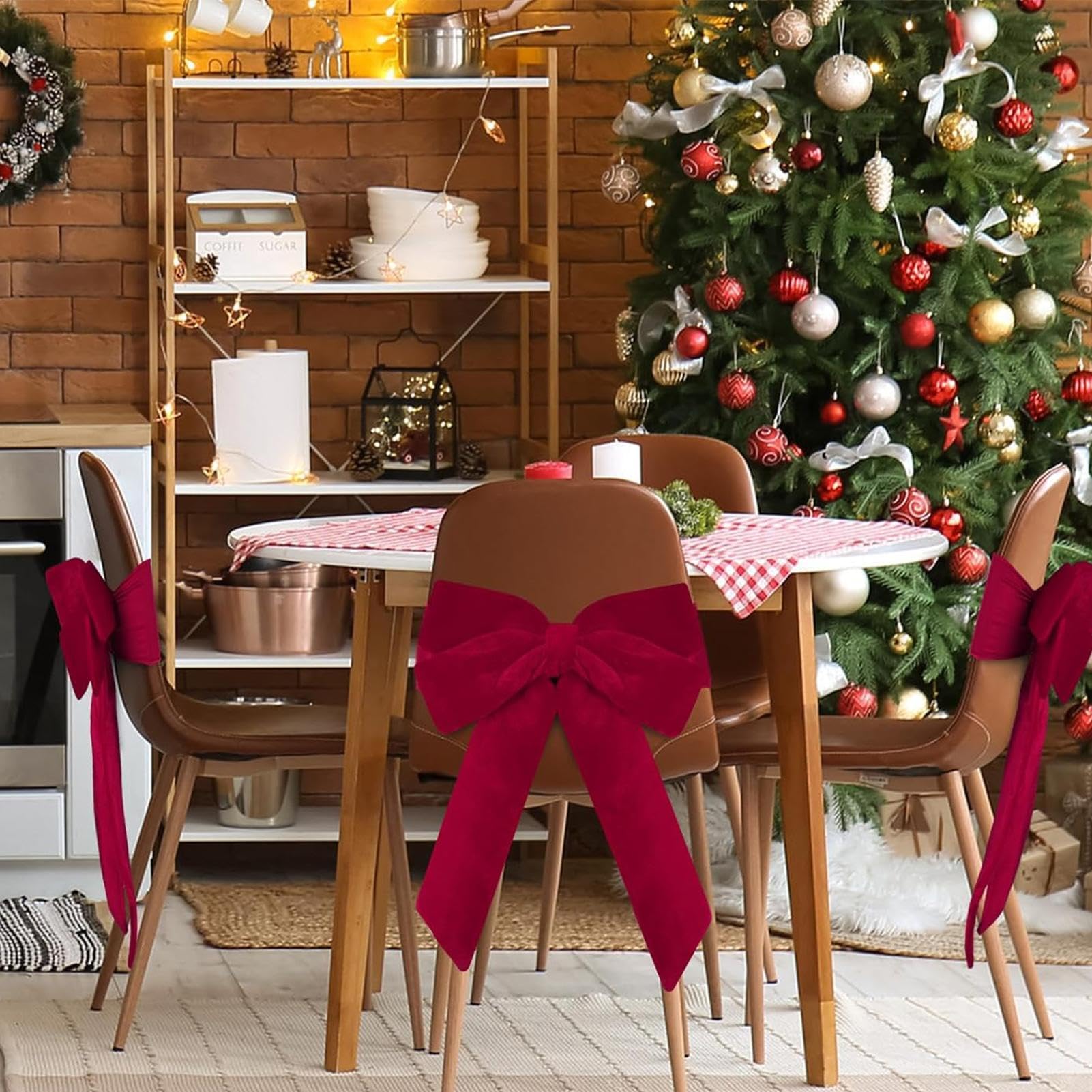 Générique Ceintures Chaise Nœud-Noël 2 Pièces Ceintures Velours Rouge | Décoration Chaise Nœud-Noël Pour Maison, Mariage, Événements, Shower, Anniversaire, Fêtes, , Restaurant, Hôtel