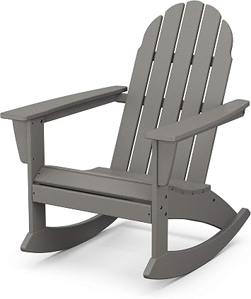 POLYWOOD Vineyard Rocking Chair Slate Grey - Heavy Duty HDPE Outdoor Patio Rocker - All-Season Composite Resin Furniture for Porch, Deck & Garden - Classic American Made Design