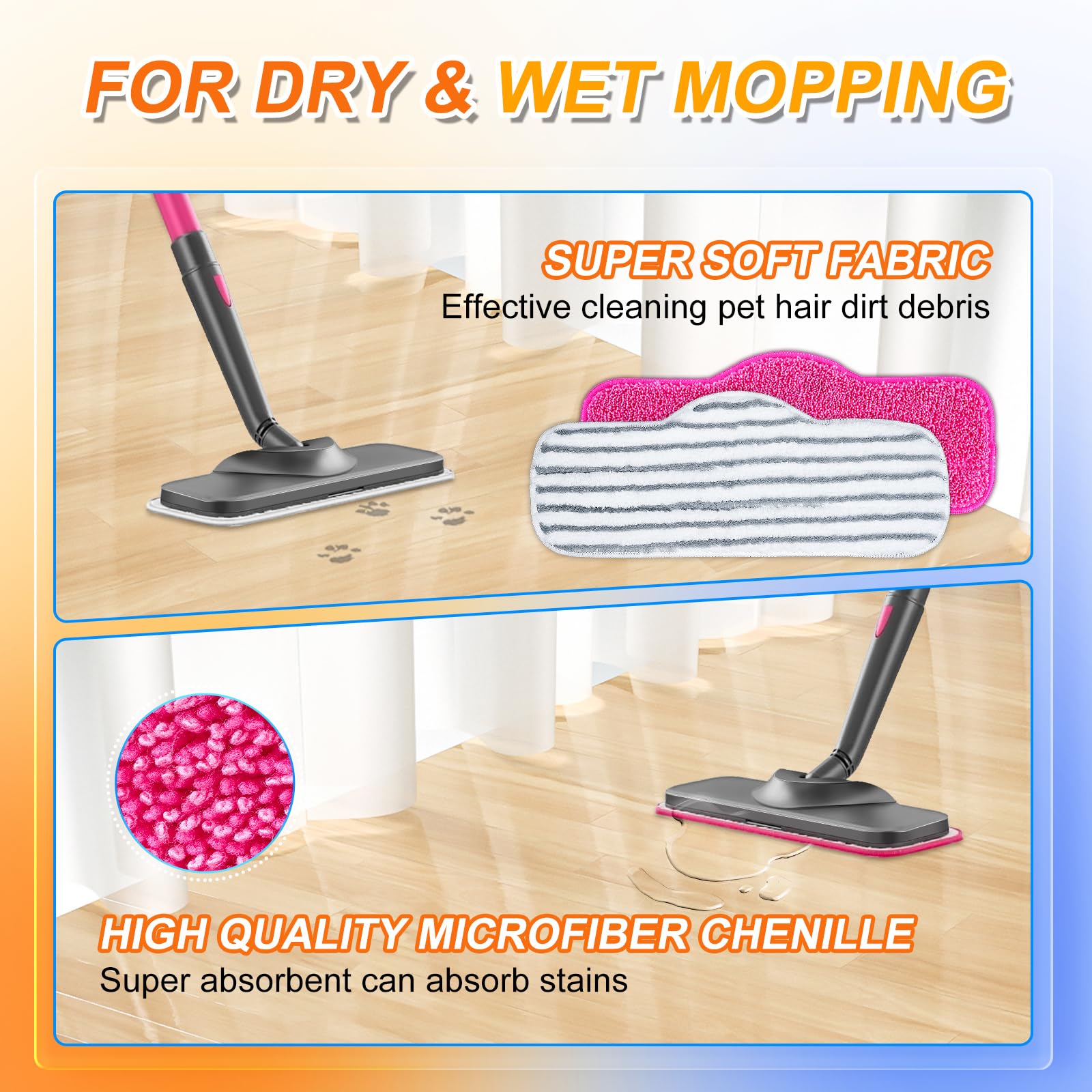 Almohadillas de mopa de vapor compatibles con el limpiador de mopa a vapor Schenley y el limpiador de vapor Dupray Neat, repuesto de almohadilla de microfibra para suelos multisuperficie,
