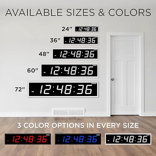 Miniatura 9 de Ivation Gran reloj digital LED de gran tamaño de 72 pulgadas  Reloj digital grande con pantalla multifunción - cronómetro, temporizador, alarmas,