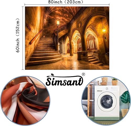 Miniatura 4 de Simsant RGTZZSI12 - Tapiz de noche de castillo, palacio, fantasía, ciudad medieval, para colgar en la pared, para dormitorio, sala de estar,