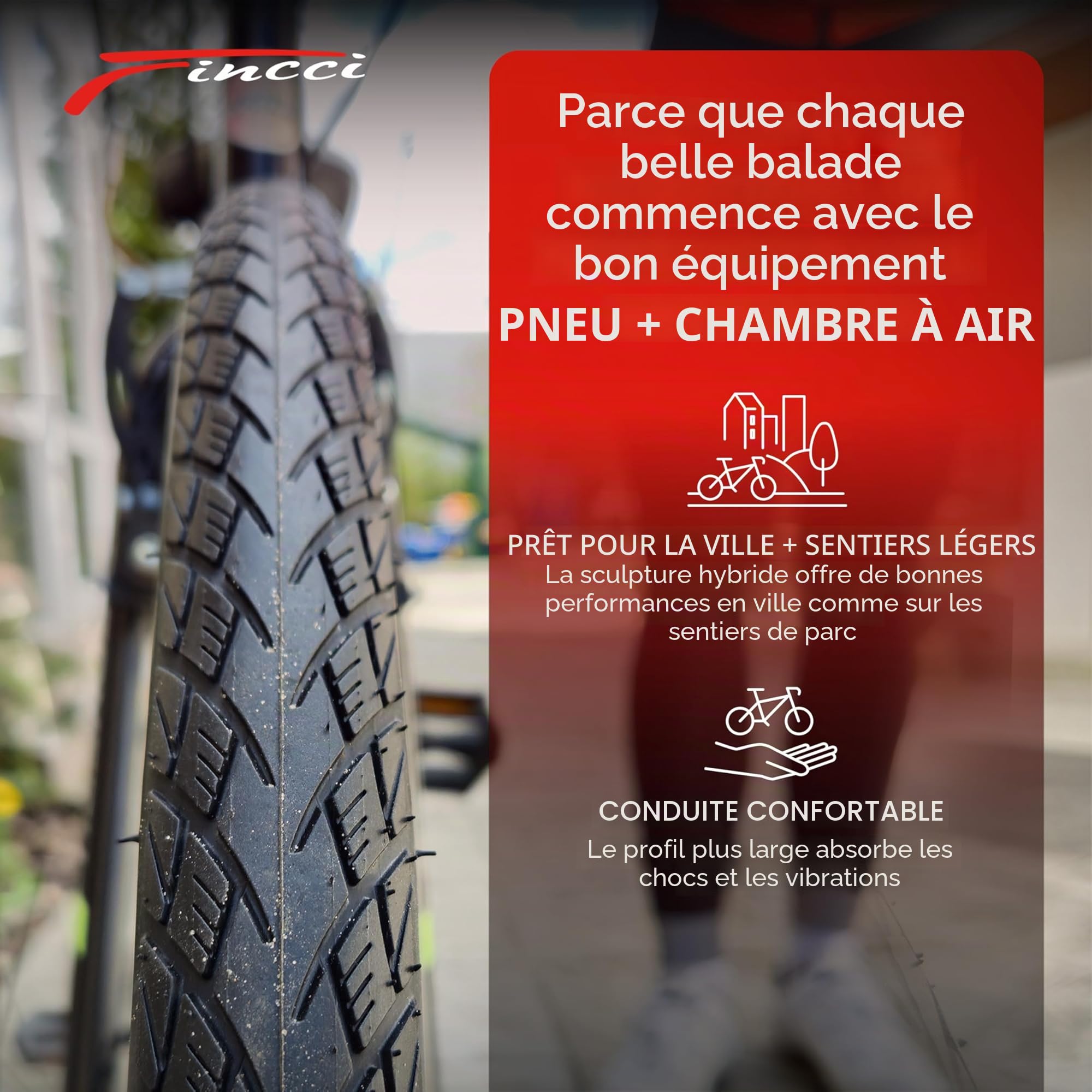 Fincci Pneu 700x35c 37-622 Pliable 30 TPI avec Chambres à Air (Lot de 2) | Pneus 700x35c, ETRTO 37-622, 30 TPI, Chambres à Air et Protection 1 mm - Pour Ville, Route, Touring et VAE - Lot de 2