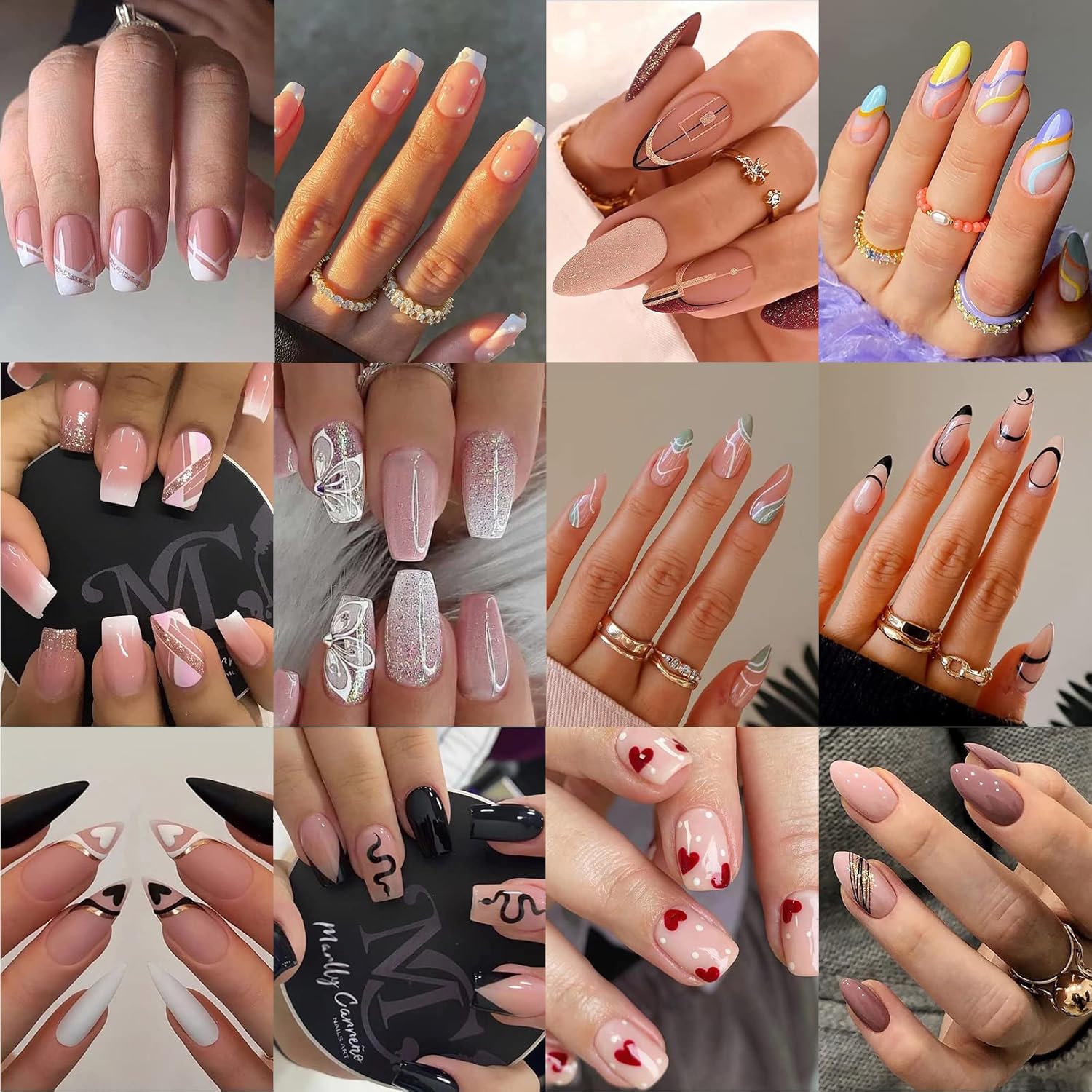 12 Packs (288 Pcs) Press on Nails Medium and Short, Misssix