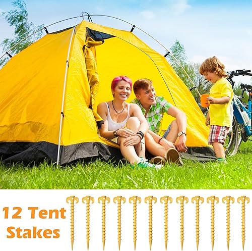 Miniatura 6 de Paquete de 8 estacas para tienda de campaña, estacas para inflables, diseño en espiral resistente de 7.5 pulgadas, estacas de suelo para exteriores,