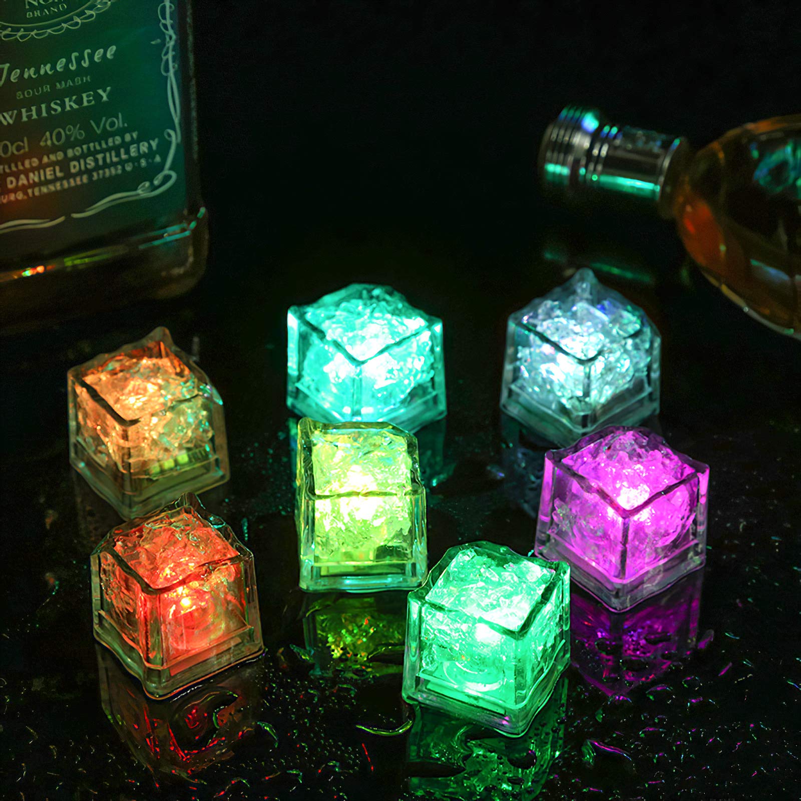 Nonley Cubetti Di Ghiaccio Luminosi LED, 200 Pezzi Multicolore Con Luci Cangianti, Impermeabili IP67 E Riutilizzabili Per Bevande, Decorazioni Per Festa, Matrimonio, Bar E Club (2,7 Cm) - 4