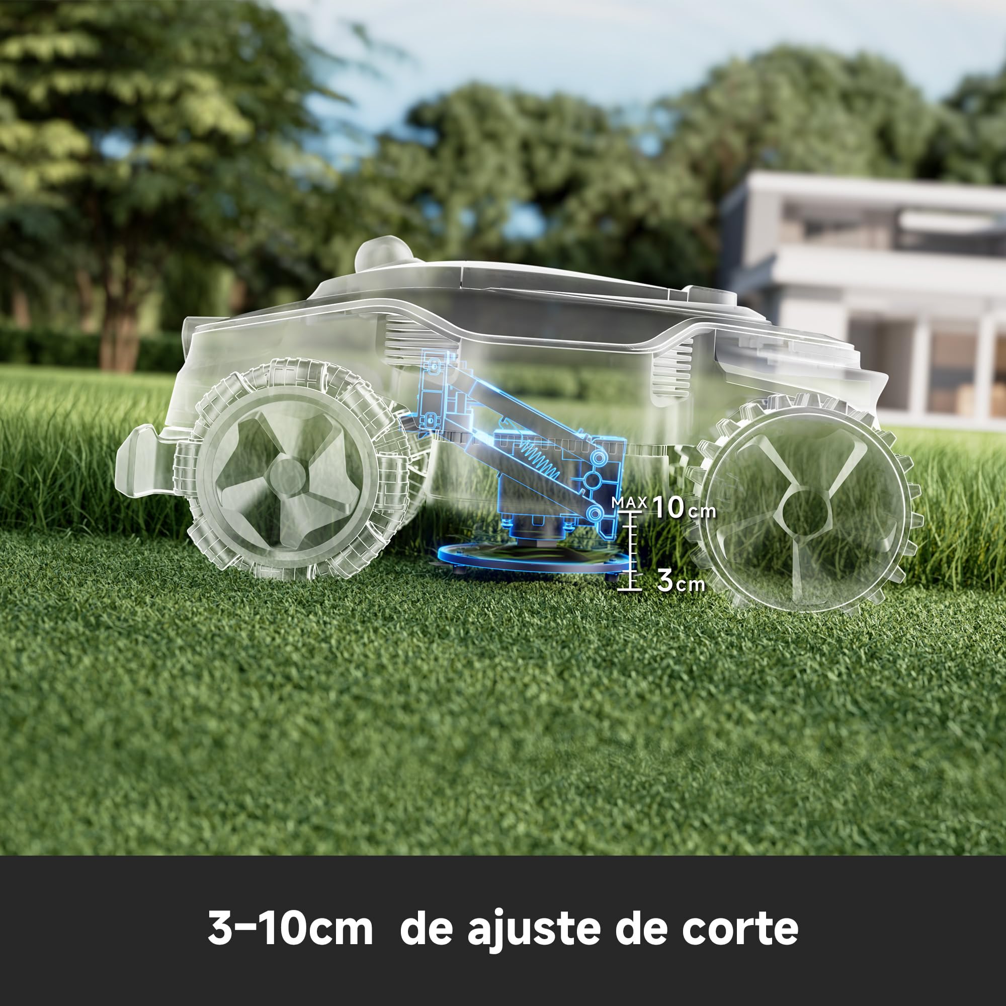DREAME A3 AWD 2000 Robot Cortacésped sin RTK, LiDAR 3D y Visión Dual con IA | Cubre 2000㎡, Motores de Buje AWD, 80% (38,7°) de Pendiente y Obstáculos de 5,5cm, EdgeMaster: Cortado de Bordes de＜5cm