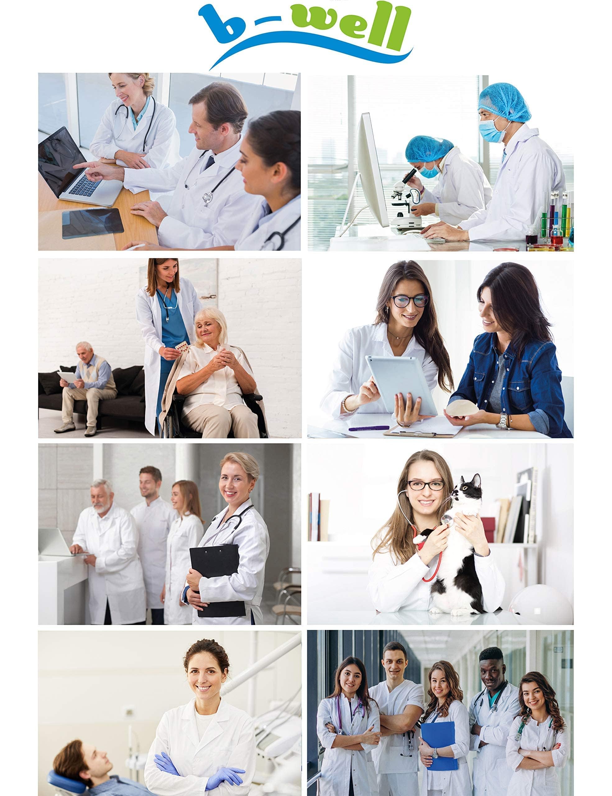 B-well Valeria Camice da Lavoro Donna, Camice Bianco da Laboratorio, Camice Bianco Donna, Camice Medico Donna con 3 Tasche e Chiusura Nascosta con i Bottoni a Pressione (EU Sizes) (44)