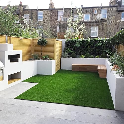 Miniatura 6 de Alfombra de césped artificial sintético para exteriores, césped sintético para patio, 0.4 pulgadas, altura del pelo 7 x 12 pies, alfombra de césped