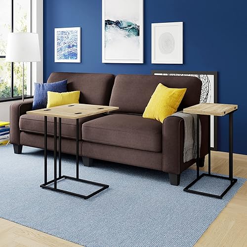 Miniatura 4 de Serta Harton - Mesa C plegable, bandeja expandible para TV, soporte para laptop, moderna de mediados de siglo, mesa auxiliar lateral para sala de
