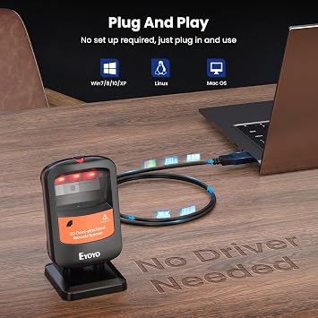 Eyoyo USB Hands-Free 1D 2D Desktop Barcode Scanner For POS Computers