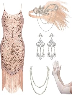 Women's Flapper Dresses 1920s,Great Gatsby Dresses Sequin Fringe Cocktail Dress Roaring 20s Dress for Harlem Nights - Buy now