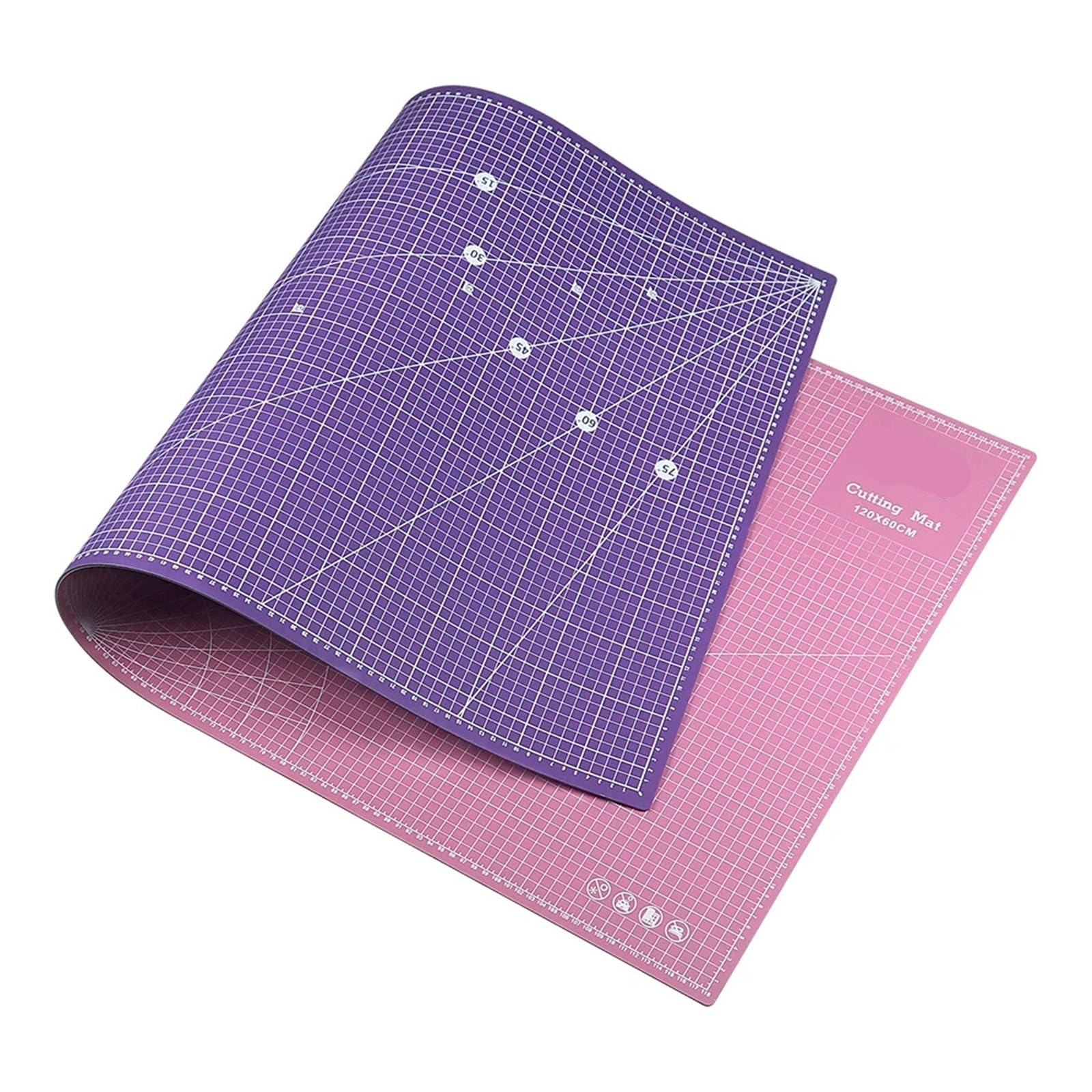 Tappetino Da Taglio Tappetino da taglio in PVC 120x60cm for lavori fai te - Tavola rotante bifacciale for cucito e intaglio di similpelle per cucito(Pink - Purple)