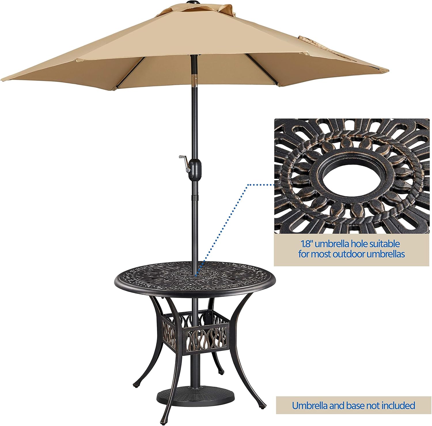 Yaheetech Patio Bistro Table with Umbrella Hole, Outdoor Furniture Aluminium Bistro Dining Table for Garden Backyard Porch Balcony : Patio, Lawn & Garden