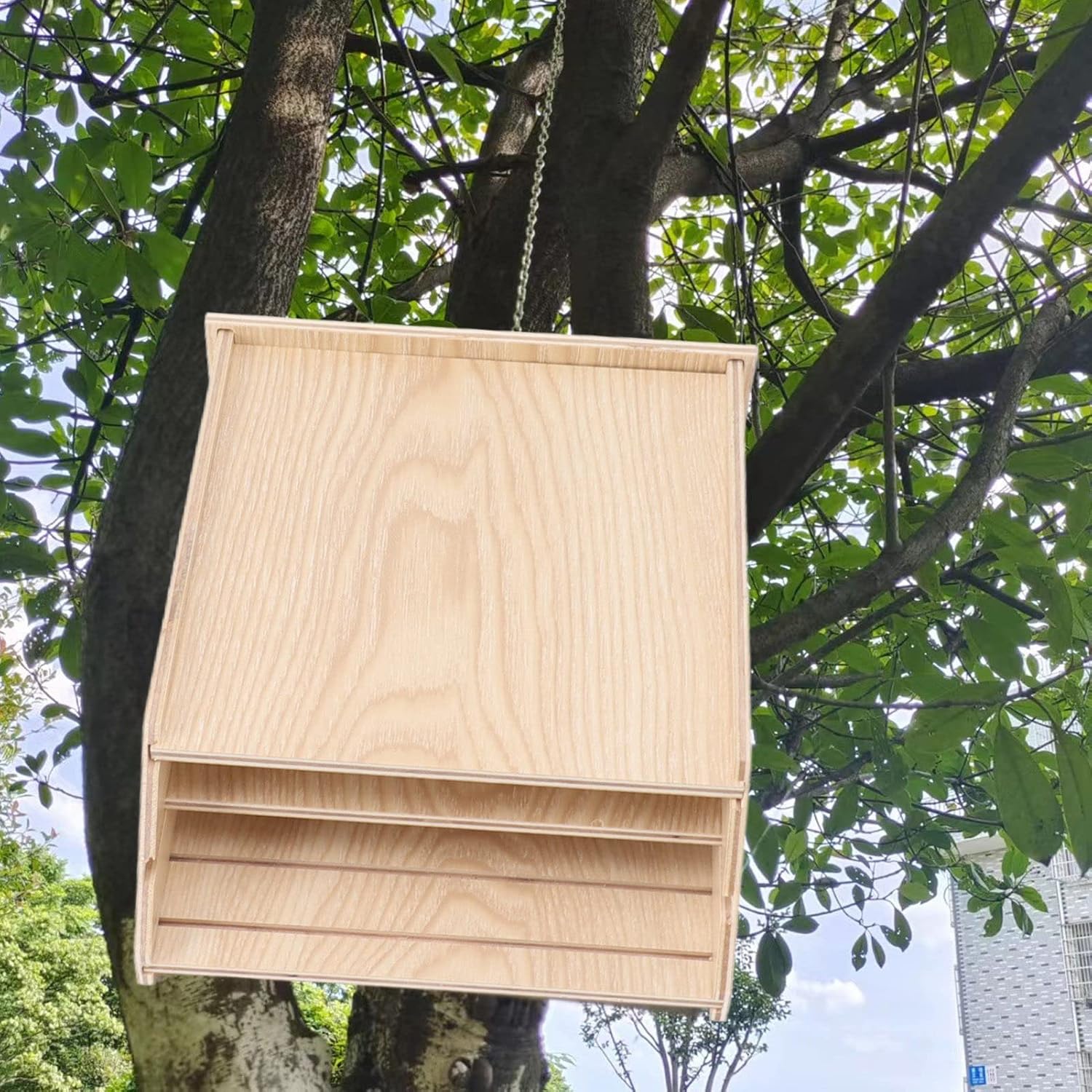 Bat House, Solutions Weatherproof Outdoor Bat Habitat Wooden Bat House Kit Bat Box for Outside Heavy Duty Protection for Garden (Wood)