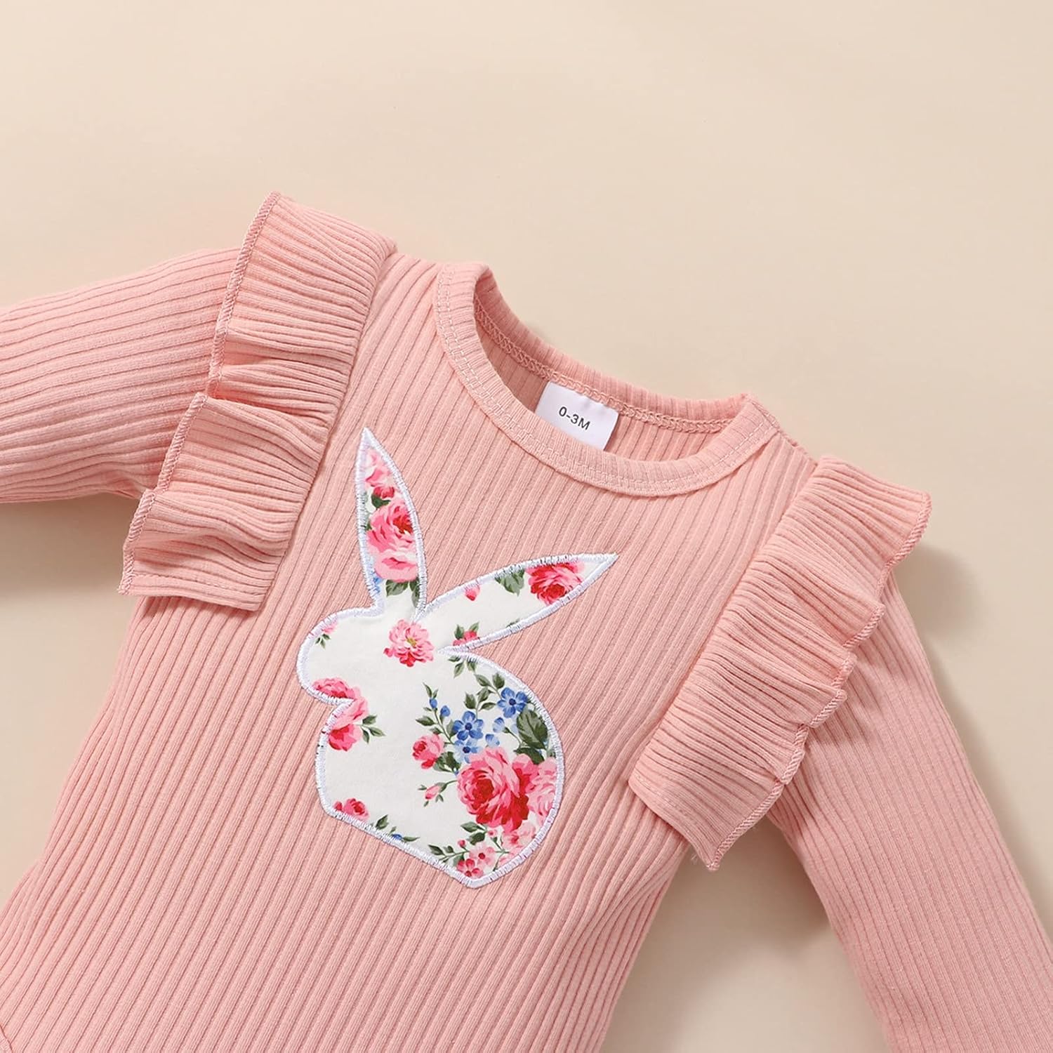 FOCUTEBB My First Easter Outfit Baby Girls Newborn Infant Clothes Easter Bunny Ruffled Romper Pants Clothes Set 0-18 Months