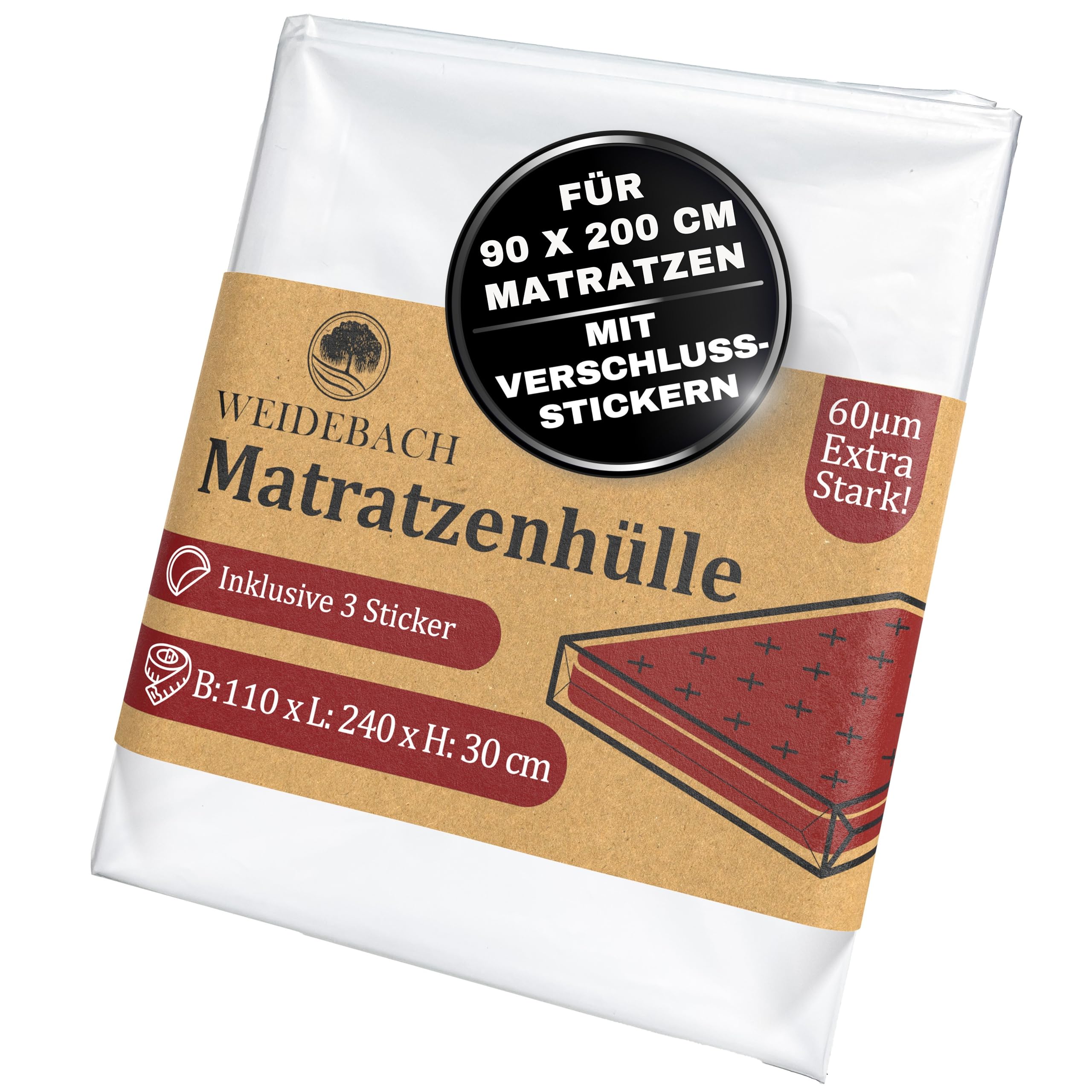 WEIDEBACH® robuste Matratzenhülle, Matratzenbeutel für 90 x 200 cm