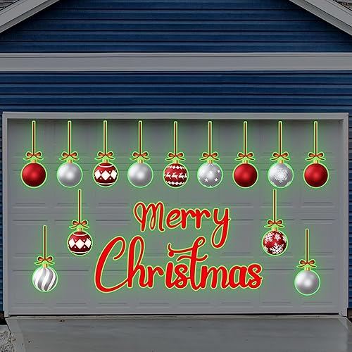 Vista 99 de 90shine 32 imanes navideños para decoración de puerta de garaje, bola de Navidad, refrigerador y cocina (rojo, verde, dorado)