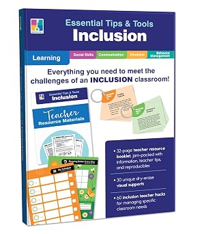 Carson Dellosa Essential Tips & Tools Inclusion Classroom Resources, Flash Cards, Classroom Tips, and Resource Guide Book, For Special Learners of All Grade Levels, PreK+ 91 pc Classroom Kit