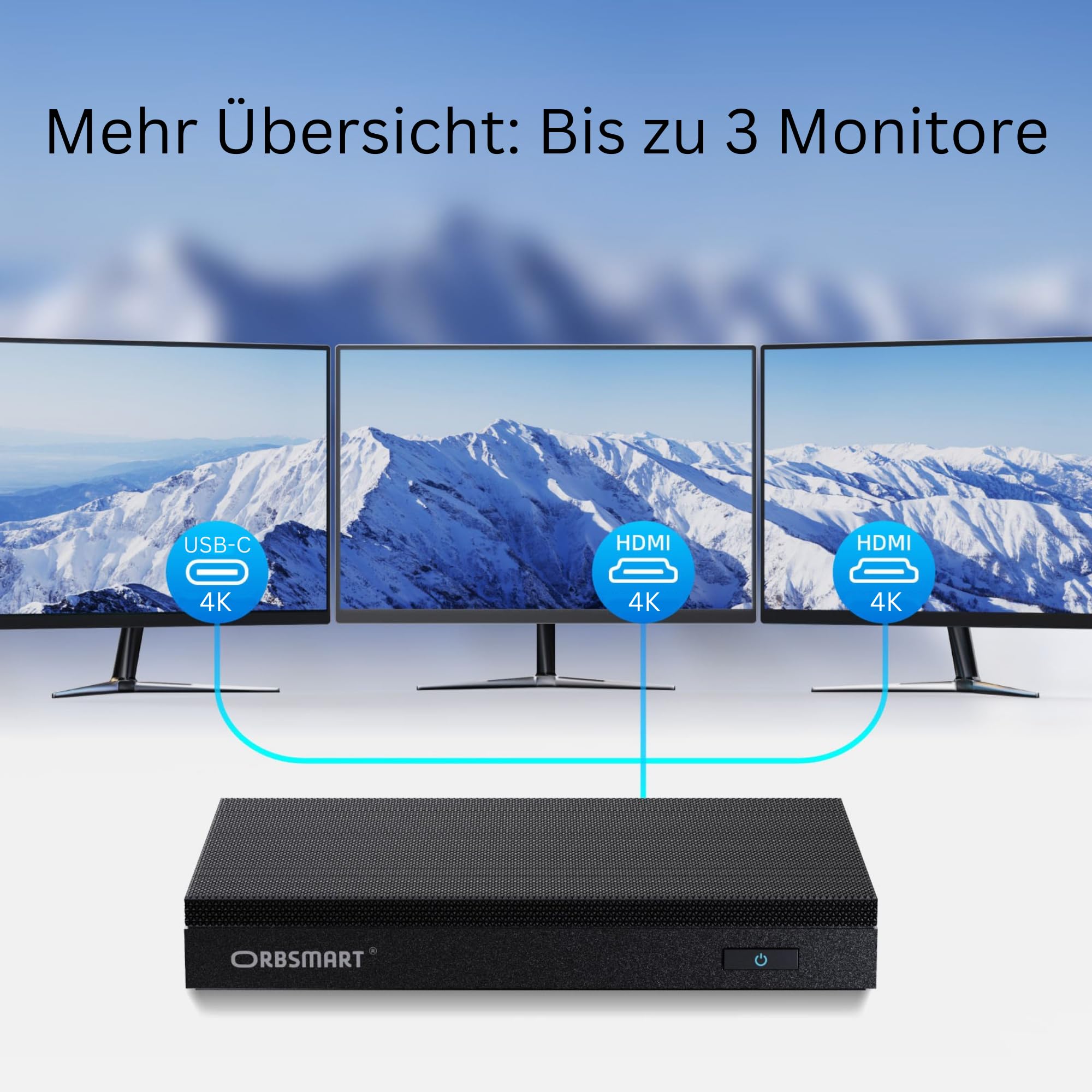 Orbsmart AW-16L Lüfterloser Mini PC Intel N150 16GB DDR5 512GB SSD Windows 11 Pro, Fanless Desktop Computer 4K Triple-Display WiFi 6 USB-C, Lautlos 0dB - Deutscher Hersteller